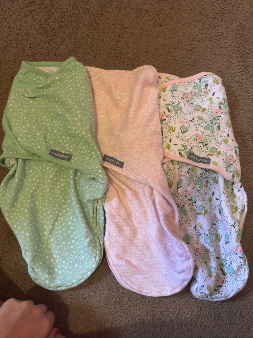 SwaddleMe 3-Pack Infant Sleepsacks in Green & Pink Prints